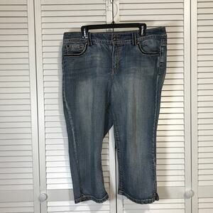 CB Celebrity Blues Denim Blue Mid Rise Straight Leg Capri Jeans Women 16